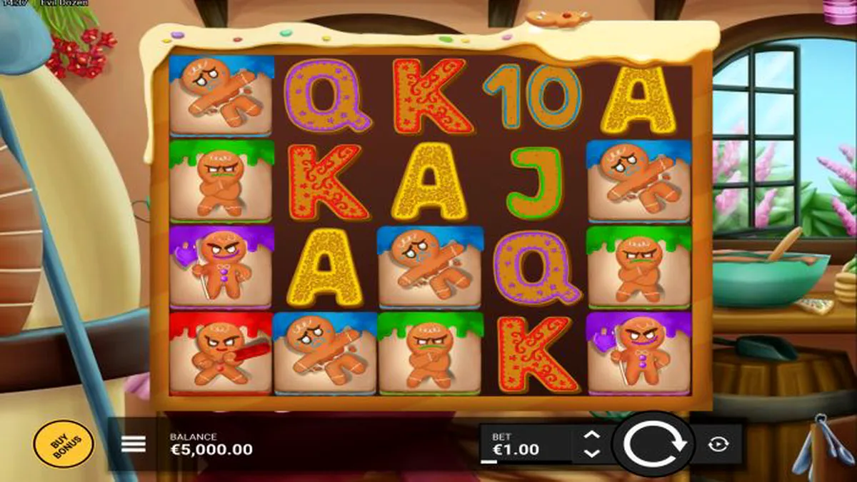 Cena de jogo do slot Evil Dozen com temática de casa de gengibre