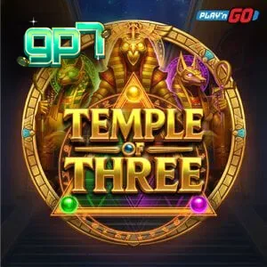 Interface do jogo de slot Temple of Three com temática egípcia